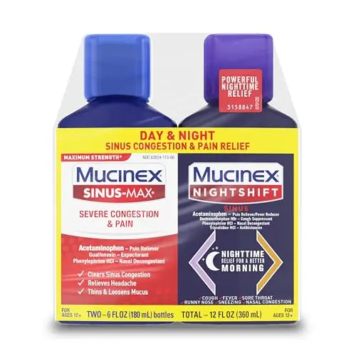 Mucinex Sinus-Max Severe and Nightshift sinus liquid combo pack