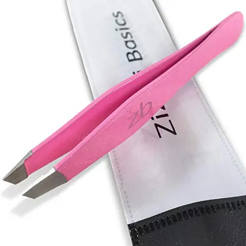 Zizzili bubblegum pink surgical grade stainless steel slant tweezer
