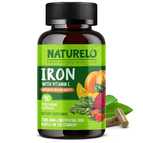 NATURELO Vegan Iron Supplement bottle with capsules