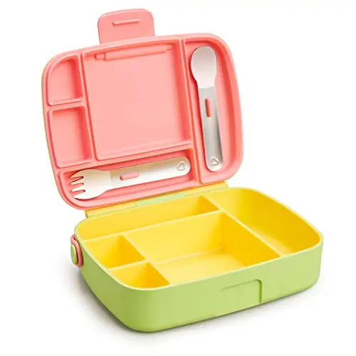 Munchkin bento box with included stainless steel utensils