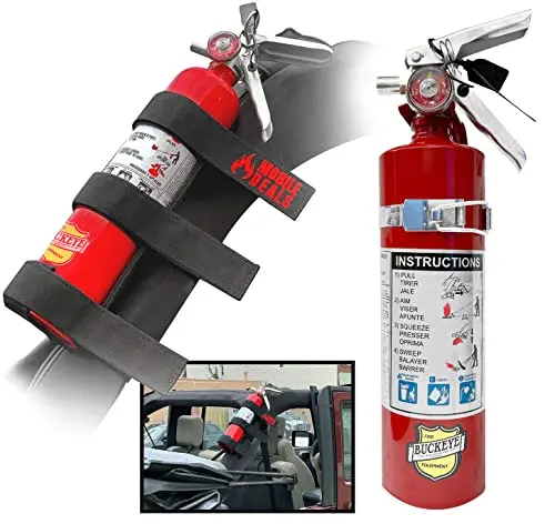 Buckeye dry chemical fire extinguisher with roll bar mount