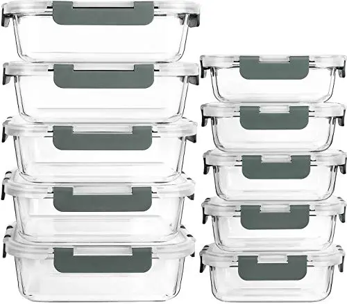 MCIRCO glass food storage containers with snap locking lids