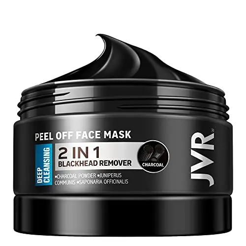JVR charcoal peel off face mask jar with black cream