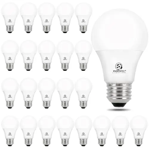 Energetic A19 LED light bulbs in multi-pack packaging