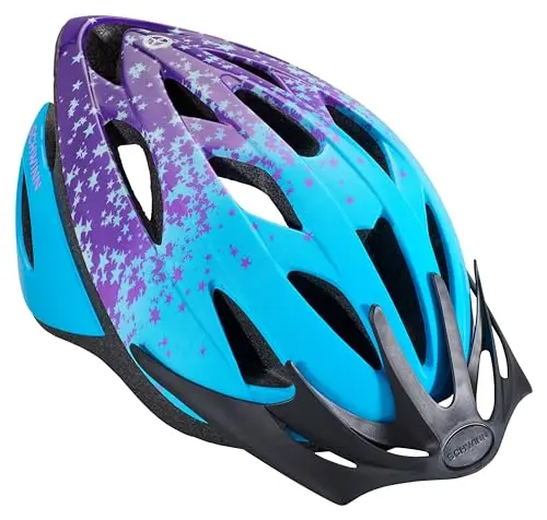 Schwinn Thrasher child bike helmet in blue and purple colors