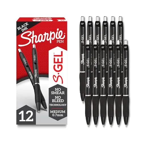 Sharpie S-Gel black gel pens with contoured grip