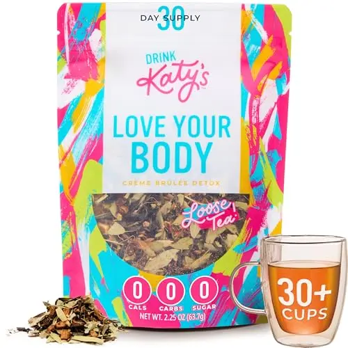 Katy's Love Your Body Detox Tea pouch with crème brûlée flavor