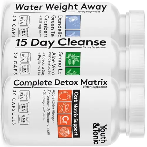 Youth & Tonic 3pk detox cleanse pack with multiple bottles