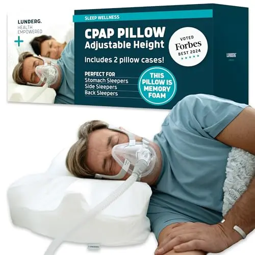 Lunderg CPAP pillow with adjustable memory foam and dual pillowcases