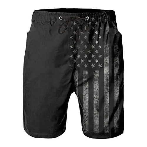 FT FENTENG men's swim trunks with mesh lining and American flag print