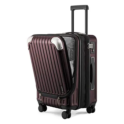 LEVEL8 Grace Carry On luggage with expandable design and front laptop pocket
