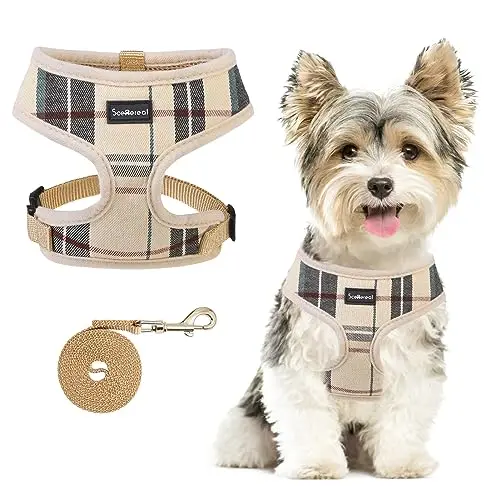 SCENEREAL puppy dog harness with plaid design for small dogs