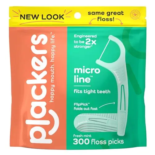 Plackers Micro Line Dental Floss Picks with fold-out pick