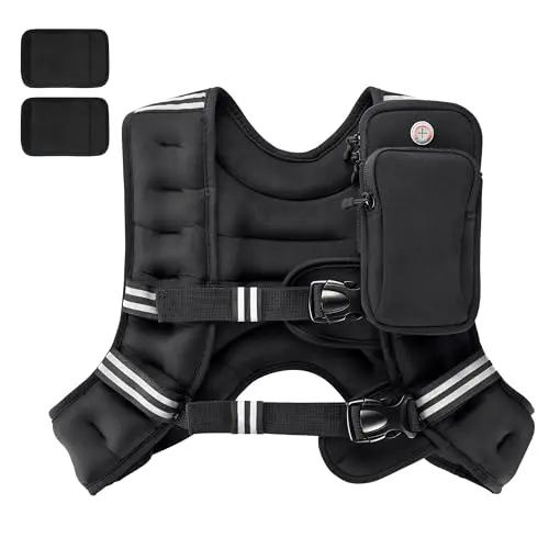 PACEARTH weighted vest with shoulder pads and phone pouch