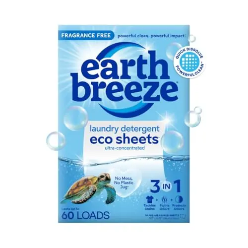 Earth Breeze fragrance-free laundry detergent sheets package
