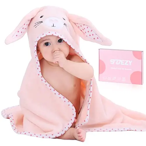 TBEZY baby hooded towel with bunny design