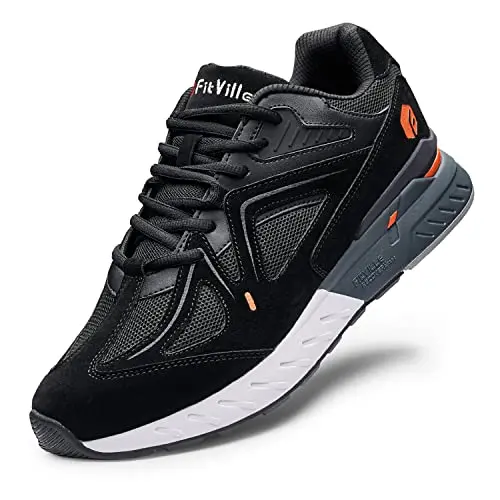 FitVille Rebound Core wide walking shoes for men in black