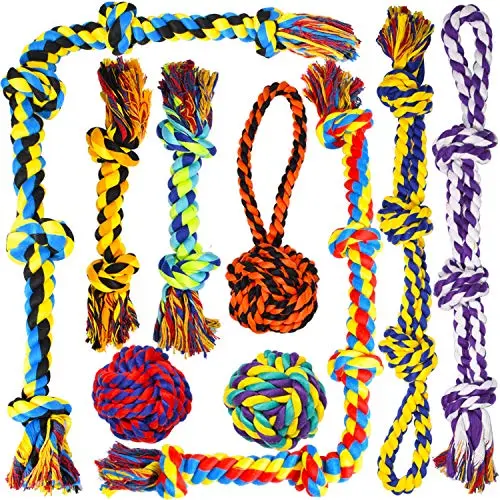 SHARLOVY 9-piece rope dog toys set for aggressive chewers