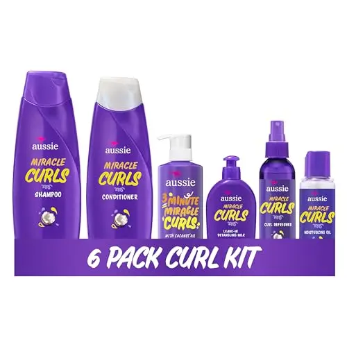 Aussie Miracle Curls shampoo, conditioner, and styling products set for curly hair