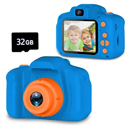 SECKTON navy blue kids selfie camera with dual camera configuration