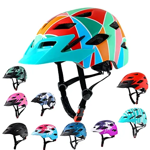 Bavilk kids bike helmet with LED tail light and detachable visor