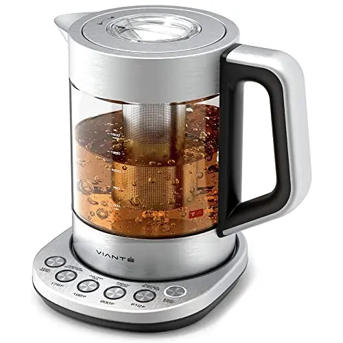 Vianté electric kettle with built-in tea infuser and glass construction