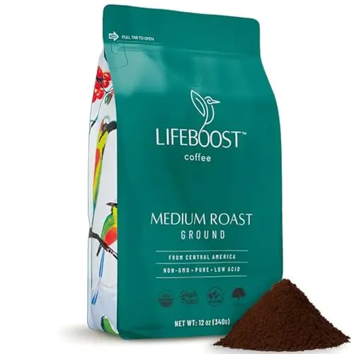 Lifeboost medium roast ground coffee bag