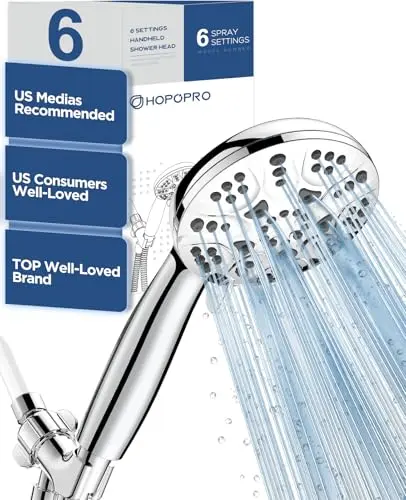 HOPOPRO 6-mode handheld shower head with stainless steel hose