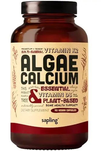 Sapling vegan calcium supplement bottle with algae-based formula