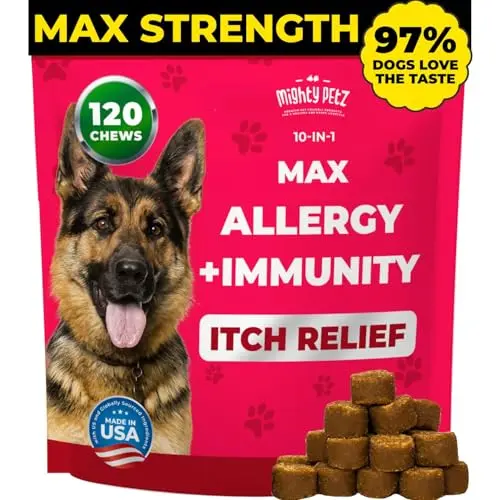 Mighty Petz MAX Dog Allergy Relief Chews in bacon flavor