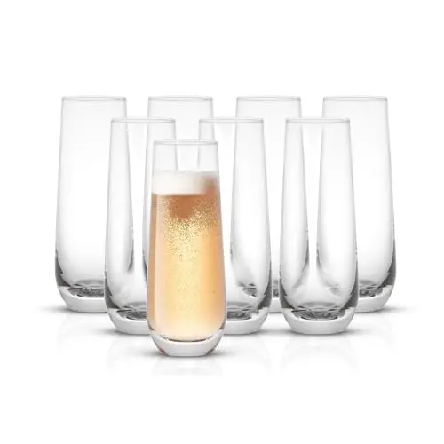 JoyJolt stemless champagne flutes set of 8 showing elegant clear design