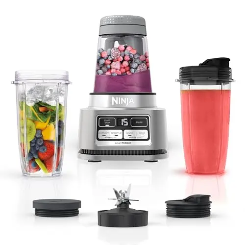 Ninja Foodi Smoothie Maker with multiple cups on counter