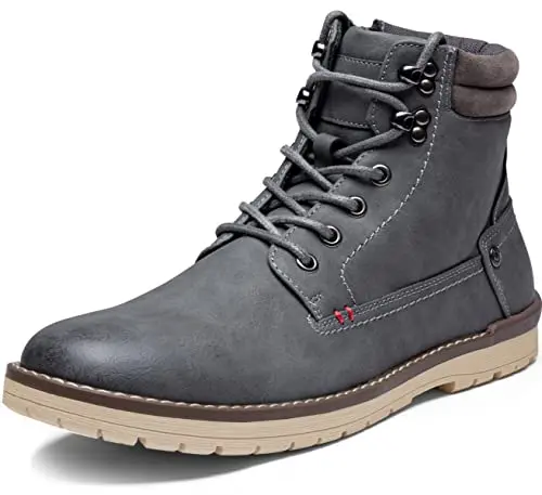 Vostey men's chukka boot in grey with textured waterproof upper