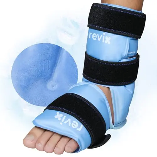 REVIX ankle ice pack wrap covering foot and ankle
