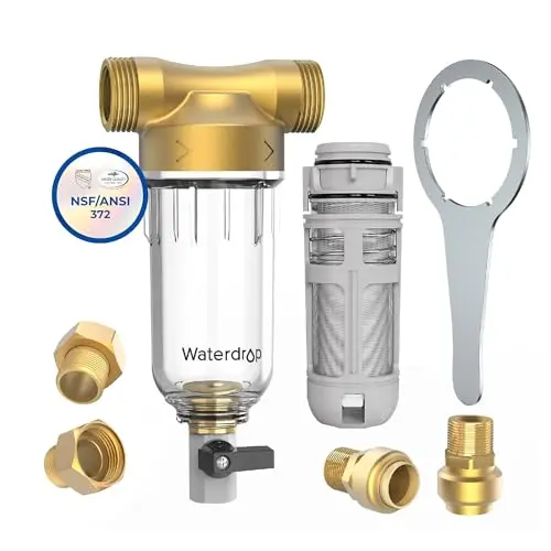 Waterdrop spin down sediment water filter with backwash function and multiple fittings