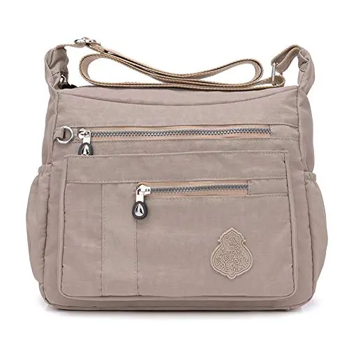 MINTEGRA nylon crossbody bag in apricot color with multiple pockets