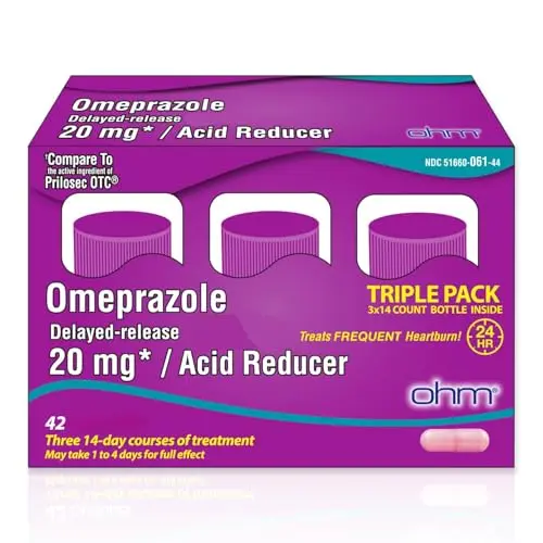 Ohm Omeprazole 20mg delayed-release tablets for acid reflux