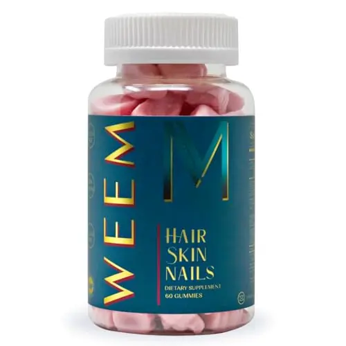 WEEM hair skin and nails gummy vitamins in raspberry flavor
