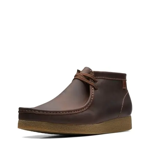 Clarks Shacre ankle boot in beeswax leather with crepe-textured rubber wedge sole