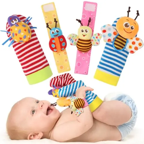 Bloobloomax baby rattle toys with wrist and foot attachments