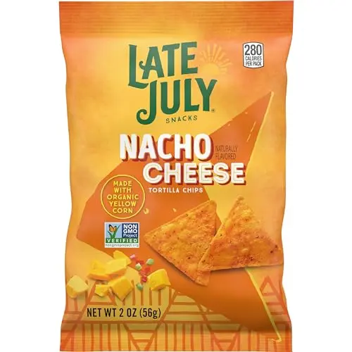 Late July Nacho Cheese Tortilla Chips in pack of six small bags