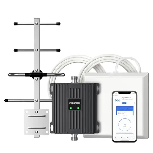 Phonetone black cell phone signal booster with antennas