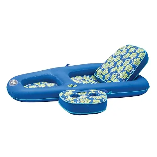 Aqua Campania Ultimate 2-in-1 pool float lounge in royal lime hibiscus colors