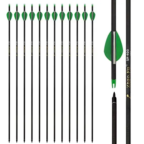Zhao.Fu carbon arrows with green and white vanes