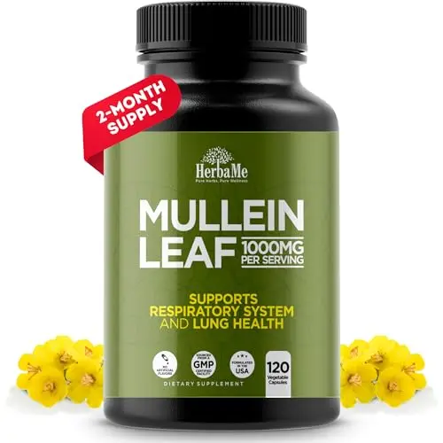 HerbaMe Mullein Leaf 1000mg Capsules
