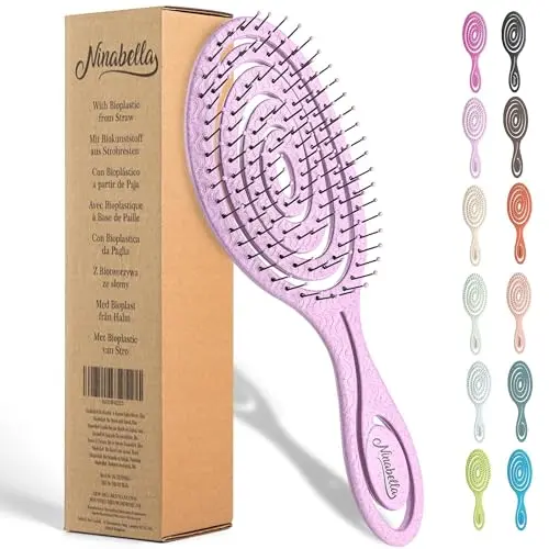 Ninabella detangling hair brush with spiral spring-mounted head in lilac