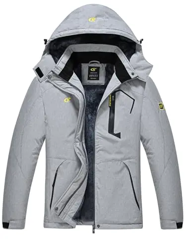 Pdbokew women's skiing jacket in pink and gray colors
