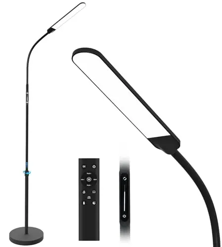 NXONE modern black floor lamp with adjustable height and remote control