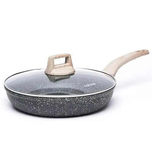 CAROTE granite non-stick frying pan with glass lid