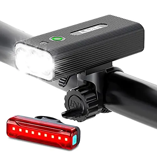 Lsan bike light set with front and rear lights on a mountain bike